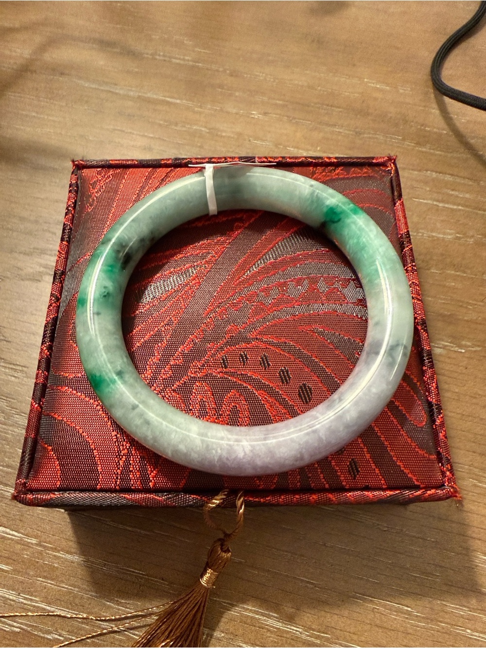 Green and Lavender Jade Bangle Bracelet 60.1mm